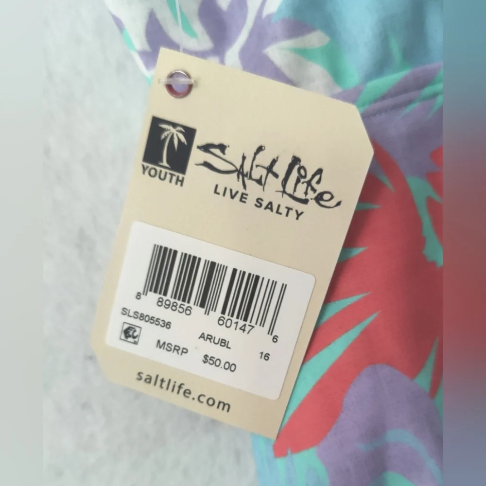 Salt Life Youth Girl’s Tropical Flowers Print One Piece‎ Swimsuit NWT Size Y16